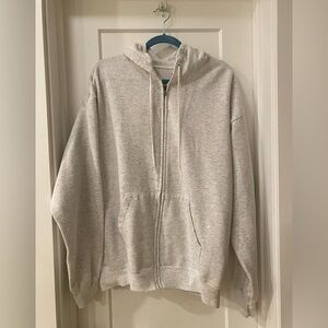 Hanes Men's Zip-Up Hoodie - Heather Light Gray